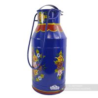 Large Blue Narrow Boat Milk Churn with Floral Pattern