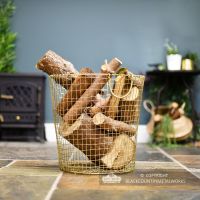 Brass Plated Log Basket in Situ Next to the Fire Place