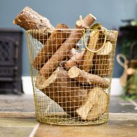 Brass Plated Wire Log Basket - 46cm