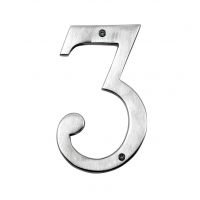 Large Satin Chrome House Number 3 Large Satin Chrome House Number 3