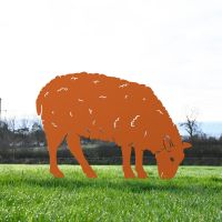 Orange Ewe Sheep Feeding Silhouette in Situ in the Garden Orange Ewe Sheep Feeding Silhouette in Situ in the Garden