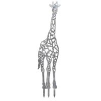Natural Steel Giraffe Silhouette on White Background