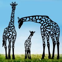Black Giraffe Family Silhouette
