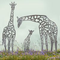 Natural Steel Giraffe Family Silhouette in Situ Natural Steel Giraffe Family Silhouette in Situ