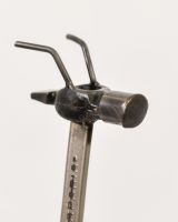 Close up of head detail on scrap metal art sculpture Close up of head detail on scrap metal art sculpture