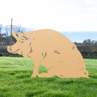Tan Sitting Pig Silhouette 