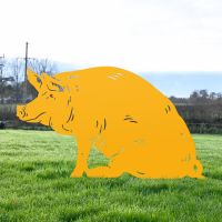 Sitting Pig Silhouette in Yellow Sitting Pig Silhouette in Yellow