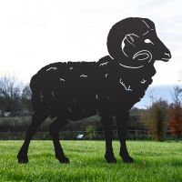 Black Ram Silhouette in Situ in the Garden