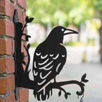 Steel Hanging Basket Bracket with Large Rook on Branches Motif