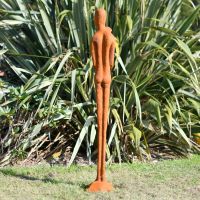 "The Loving Couple" Garden Statue in a Rustic Cast Iron