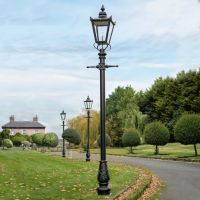 Large Victorian lamp post on driveway