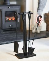 Scale Shot of "Lateral Loop" Black Companion Set with Leather Handles