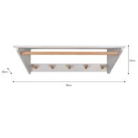 White Slatted Laundry Shelf with Hooks Measurements