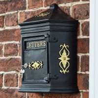 Black Bantock post box with Gold detail Black Bantock post box with Gold detail