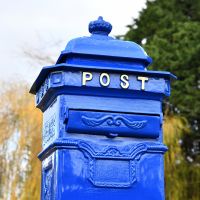 Close up of "POST" Camden Post Box 