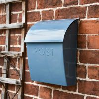 “April Showers” Dove Grey Contemporary Post Box With Lock on Brick Wall “April Showers” Dove Grey Contemporary Post Box With Lock on Brick Wall
