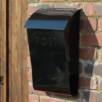 Evening Hush Berkley post box with newspaper holder finished in black Evening Hush Berkley post box with newspaper holder finished in black