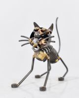 Recycled Metal Leaping Cat Sculpture