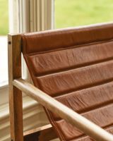 The "Barford" Mango Wood & Tan Leather Relax Chair Soft Leather