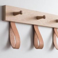 Wooden Coat Rack with Leather Straps