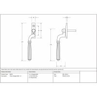 Left Handed Georgian Espagnolette Window Handle - Technical Drawing Left Handed Georgian Espagnolette Window Handle - Technical Drawing