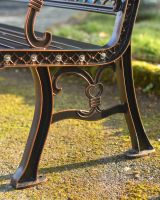 Beautiful Ornate Design On The Fairford Garden Bench Finished In Copper
