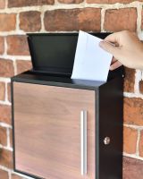 Letter Flap Open On The Modern Steel "Mayfield" Wall Mounted Post Box Letter Flap Open On The Modern Steel "Mayfield" Wall Mounted Post Box