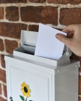 Sunflower Motif On The Wall Mounted Post Box Scale Of The Letter Flap 