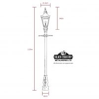 Detailed dimensions of 2.2m Harrogate lamp post and lantern set Detailed dimensions of 2.2m Harrogate lamp post and lantern set