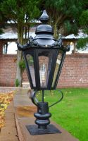 Hexagonal Pillar Light and Lantern - Black 