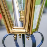 Close up of frog collar and Antique Brass Dorchester Lantern