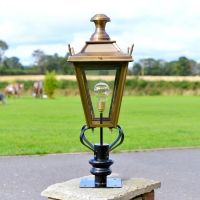 Antique Brass Finish Dorchester Lantern Pillar Set