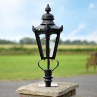 Black Hexagonal Pillar Light and Lantern Set 76cm