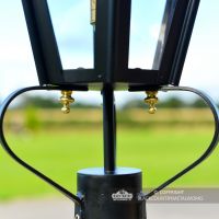 Close-up of the Frog Collar and Brass Fixings on the Black Hexagonal Pillar Light