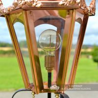 Copper Hexagonal Pillar Light and Lantern Set 86cm