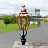86cm Copper Hexagonal Pillar Light and Lantern Set 