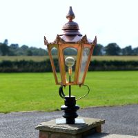 Copper Hexagonal Pillar Light and Lantern Set - 102cm