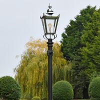 Victorian Lantern Created in Polished Nickel on post 