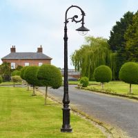 Rustic Brown Cast Iron Ornate Lamp Post
