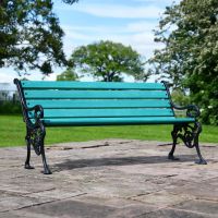 Ornate Green Cast Iron Garden Bench