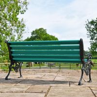 Rear of Ornate Green Cast Iron Garden Bench 