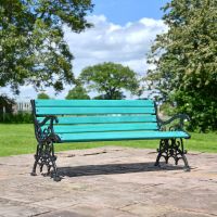 Green Victorian Garden Bench in Situ 