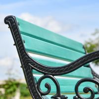 Cast Iron Black and Green Victorian Bench