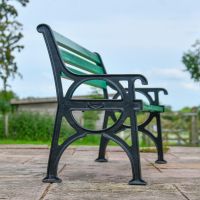 Close up of black frame on simplistic bench Close up of black frame on simplistic bench