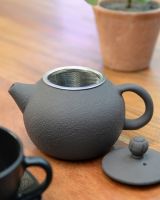 "Kage" Cast Iron Japanese Style Teapot in Charcoal with the Lid Off "Kage" Cast Iron Japanese Style Teapot in Charcoal with the Lid Off