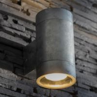 Galvanised Steel Up & Down Wall Light Close Up Galvanised Steel Up & Down Wall Light Close Up