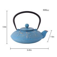 Light Blue "Butterfly" Cast Iron Oriental Teapot Dimensions Light Blue "Butterfly" Cast Iron Oriental Teapot Dimensions
