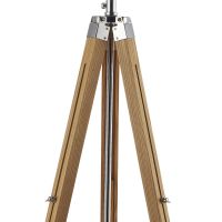 Natural Wood Tripod Design Floor Lamp with Linen Shade