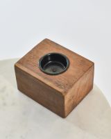 Close up of rustic minimalist tealight holder