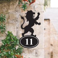 Lion Iron House Number Sign in Situ on a House
